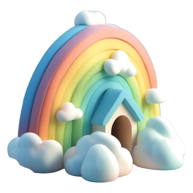 Rainbow with house