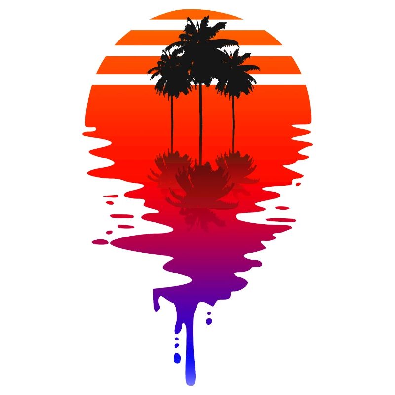 Dripping Sun - Retrowave sun with palm trees