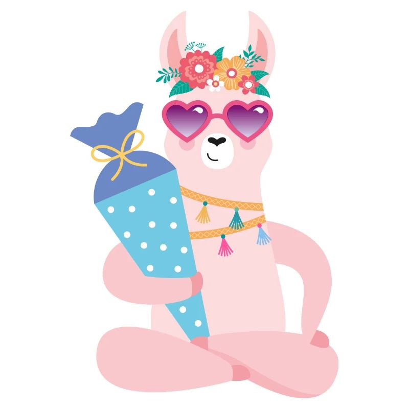 Lama cool avec cône d’école inscription à l’école