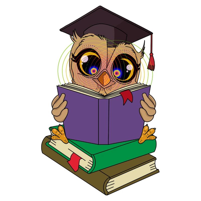 Lese Eule mit Büchern