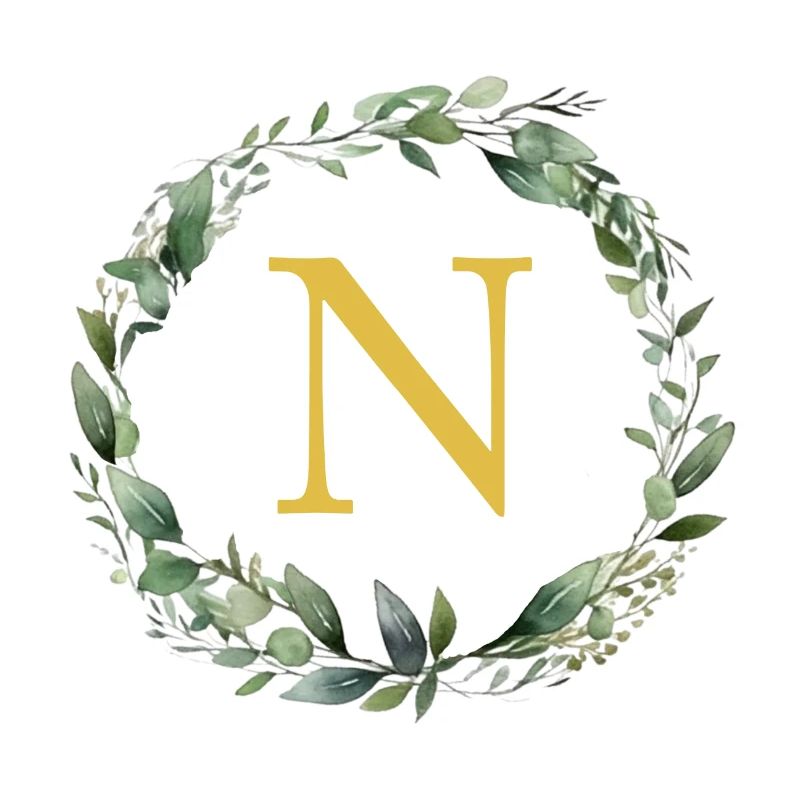 N Monogram, Eucalyptus Wreath