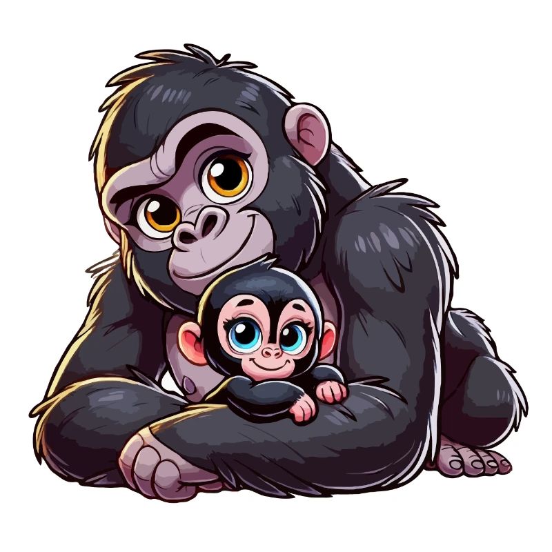 Gorilla-Mutter mit Kind