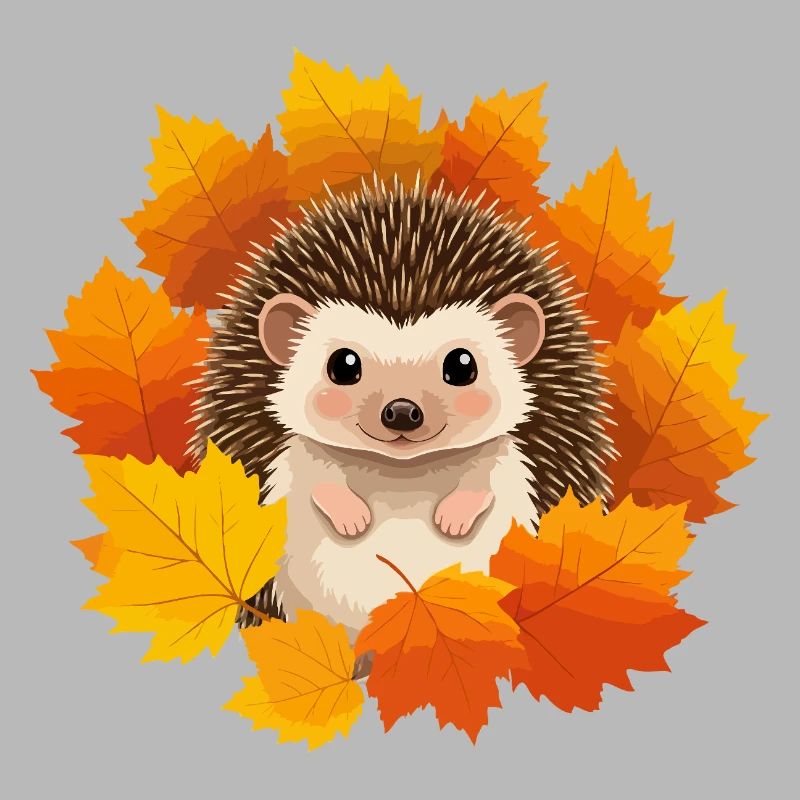 Hérisson et feuilles