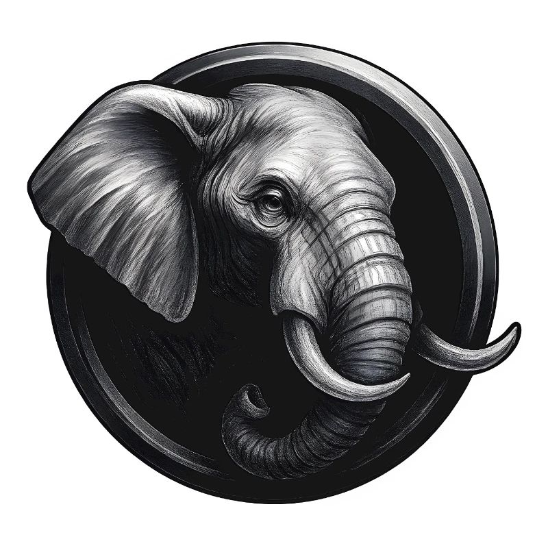 Conception de tête d’animal d’éléphant dans l’emblème