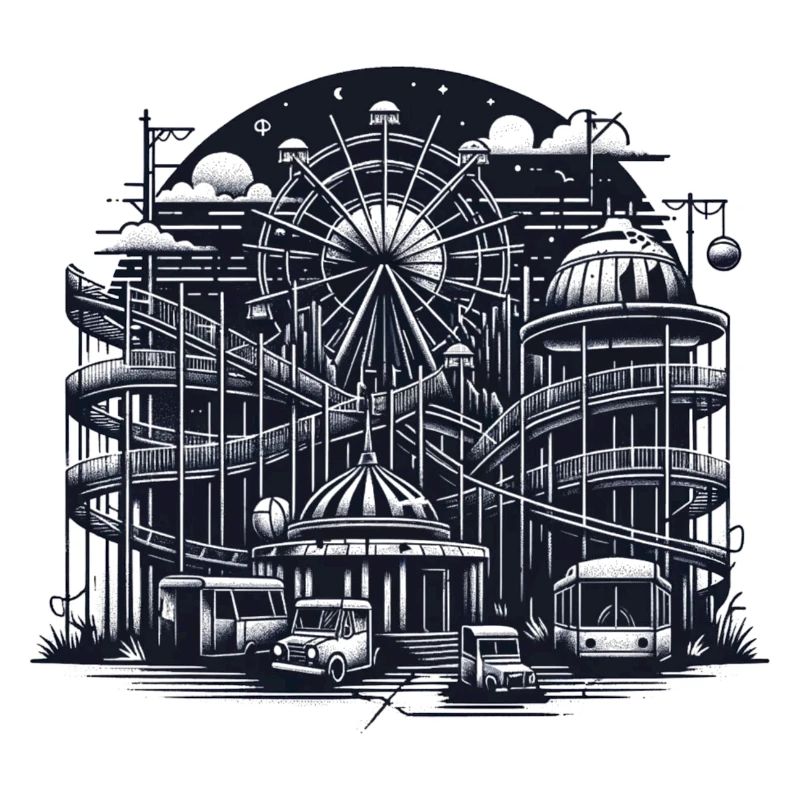 Parc d'attractions déserté : Urbex Vector Art
