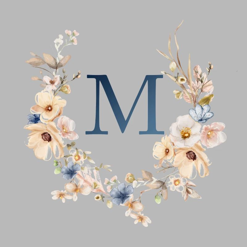 M Monogram, Floral, Boho