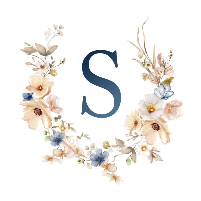 S monogramme, Floral, Boho