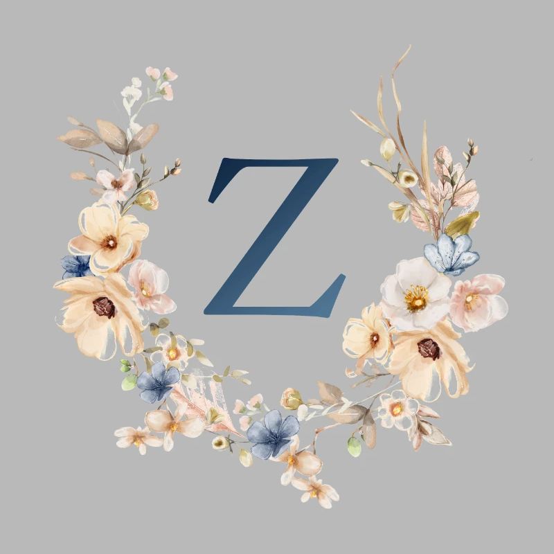 Z Monogram, Floral, Boho