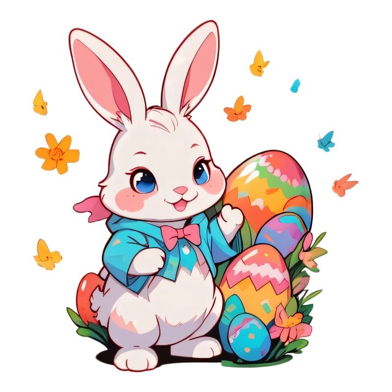 Easter Bunny with Multiple Eggs