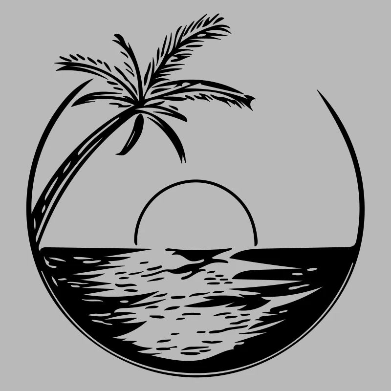 Coucher de soleil avec palme - Vector Style