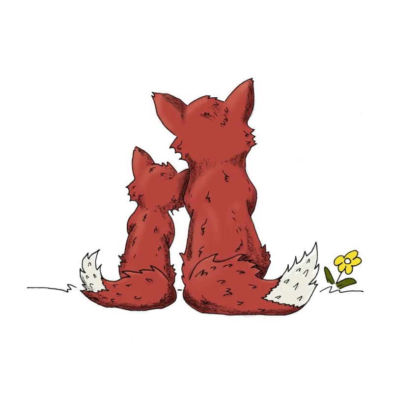 Fuchs Mutter Kind Vater Kind kuscheln
