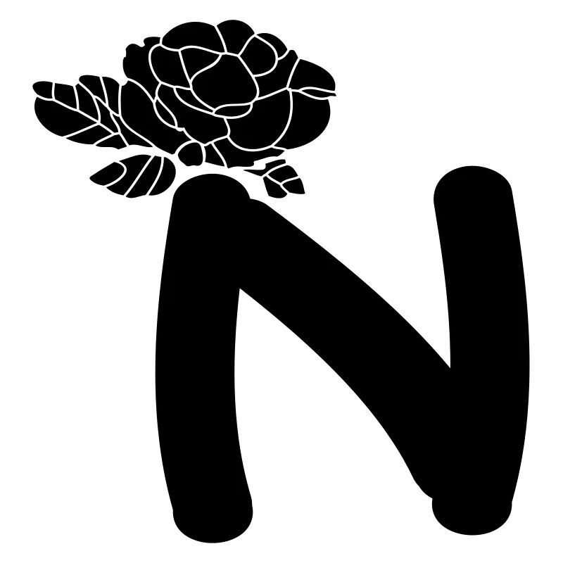 AlphabetBuchstabe N mit Blume