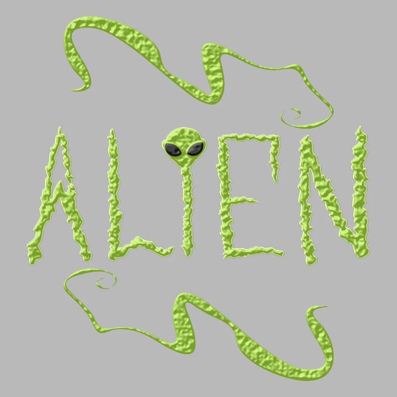 Alien aux yeux noir extraterrestre vert caché