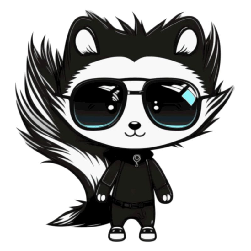 Cute Skunk Stinker with Sunglasses black and white