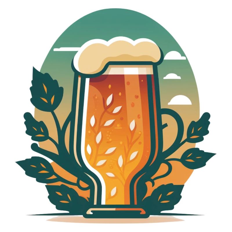 Beer glass with hops
