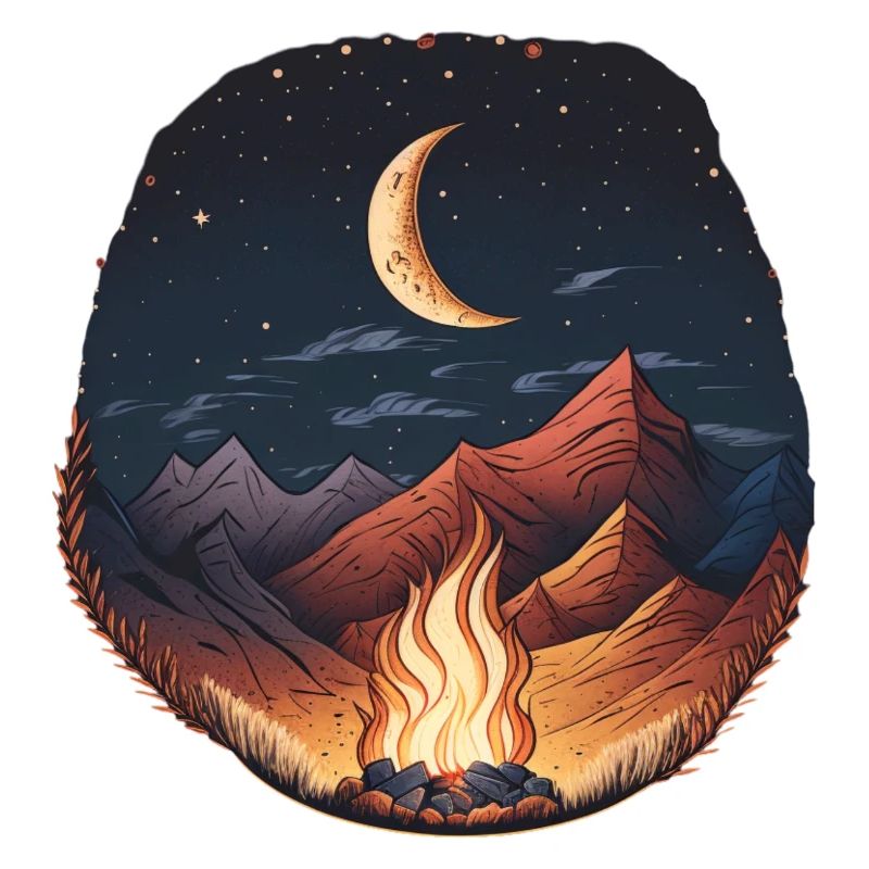 Campfire Starry Sky Moonlight Mountain
