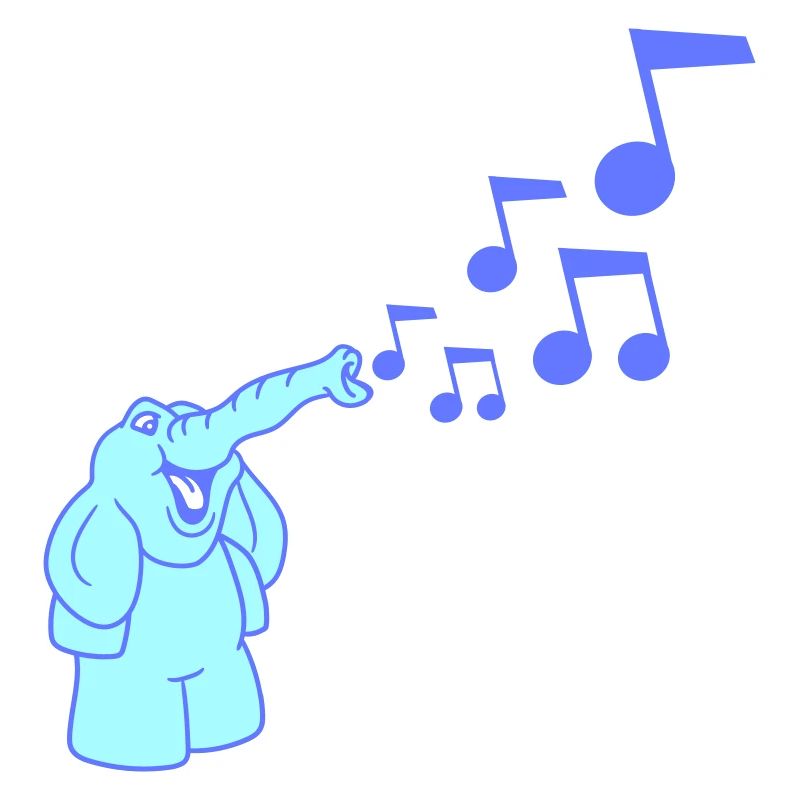 Mignon éléphant Notes de musique Trompe Sifflets Partitions