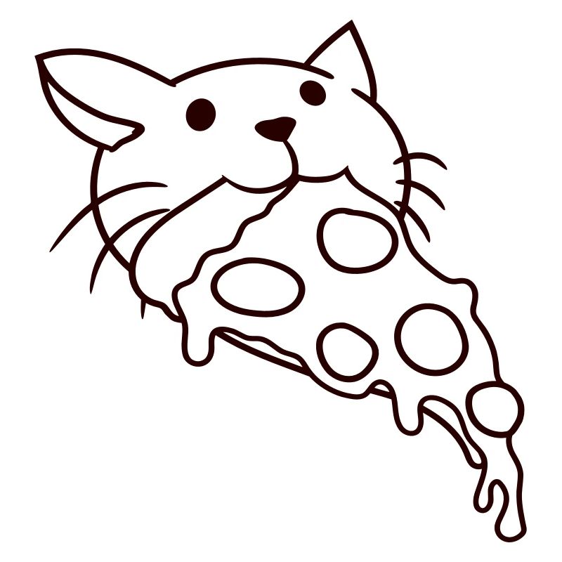 Chat mangeant du salami Pizza Faim Restauration rapide