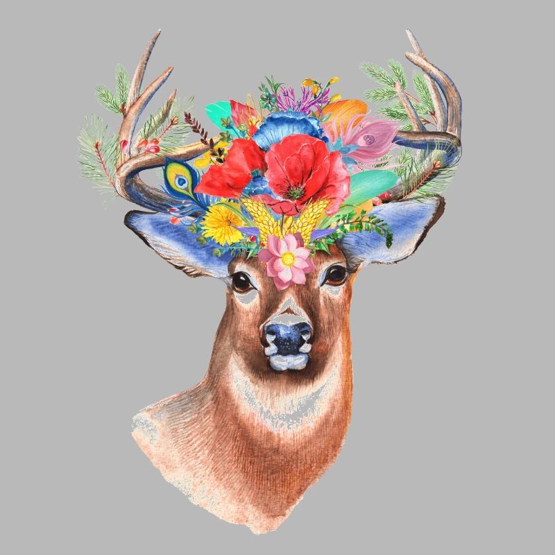 Hirsch mit Blumen