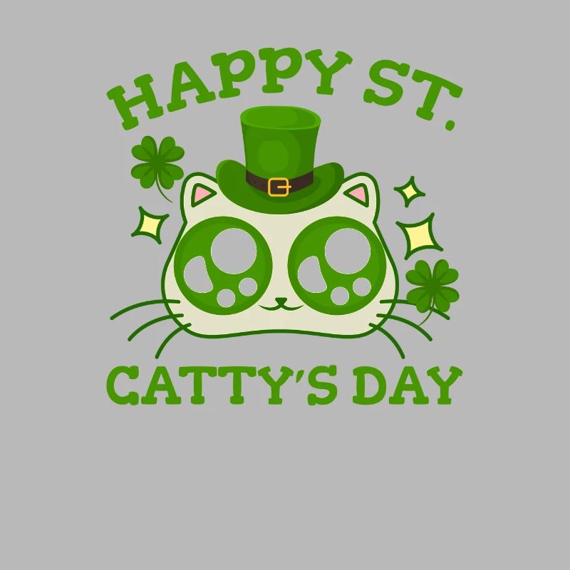 Glücklichen St. Cattys Tag St. Patricks Funny Cat Clover