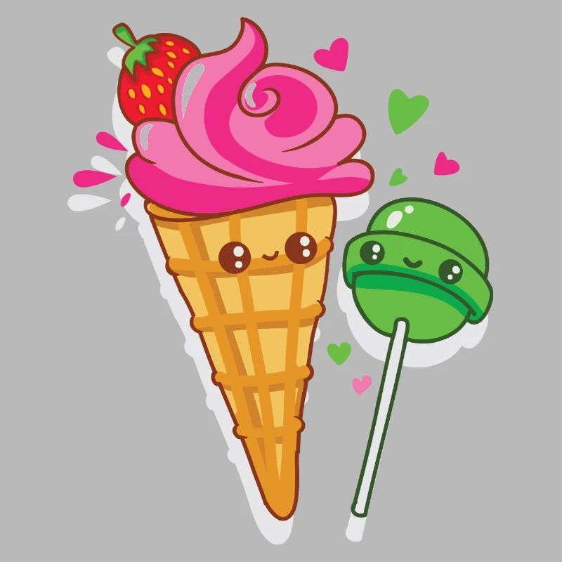 Fröhliches Eis und Lutscher sind verliebt