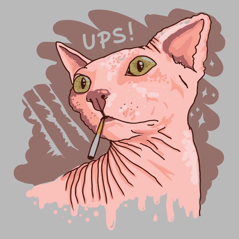 Sphynx cat with cigarette