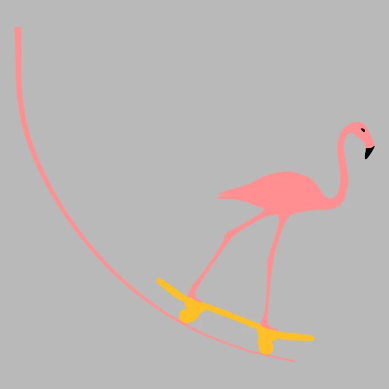 Flamingo on skateboard