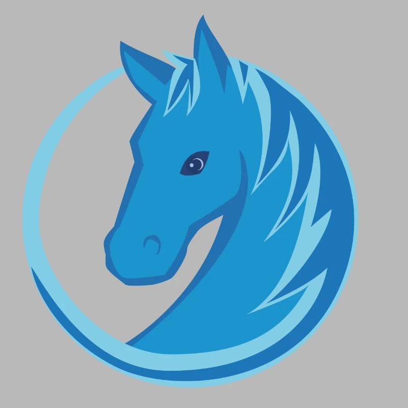 Pferd Logo Kreis Flat Design blau