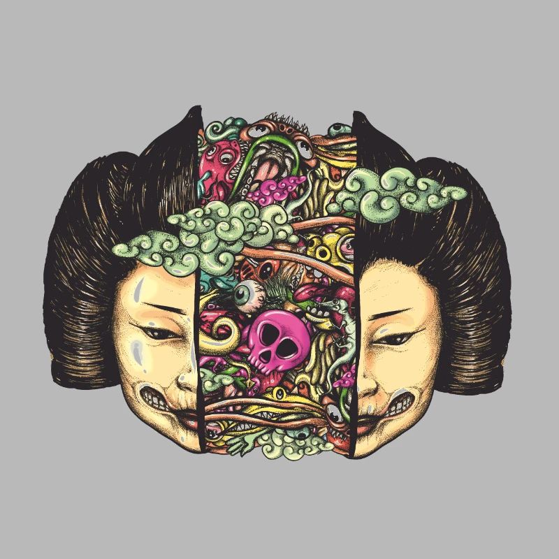 Aufgeteilter Kopf Gueisha Doodle