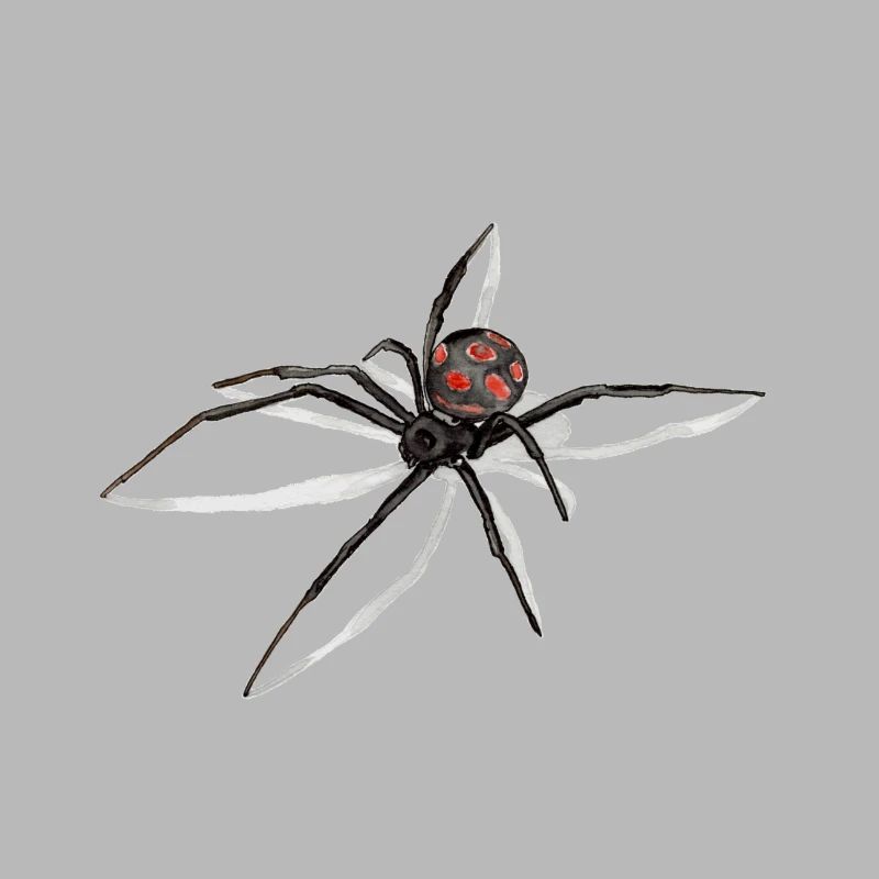 Spider with Shadow - Black Widow - Drawing