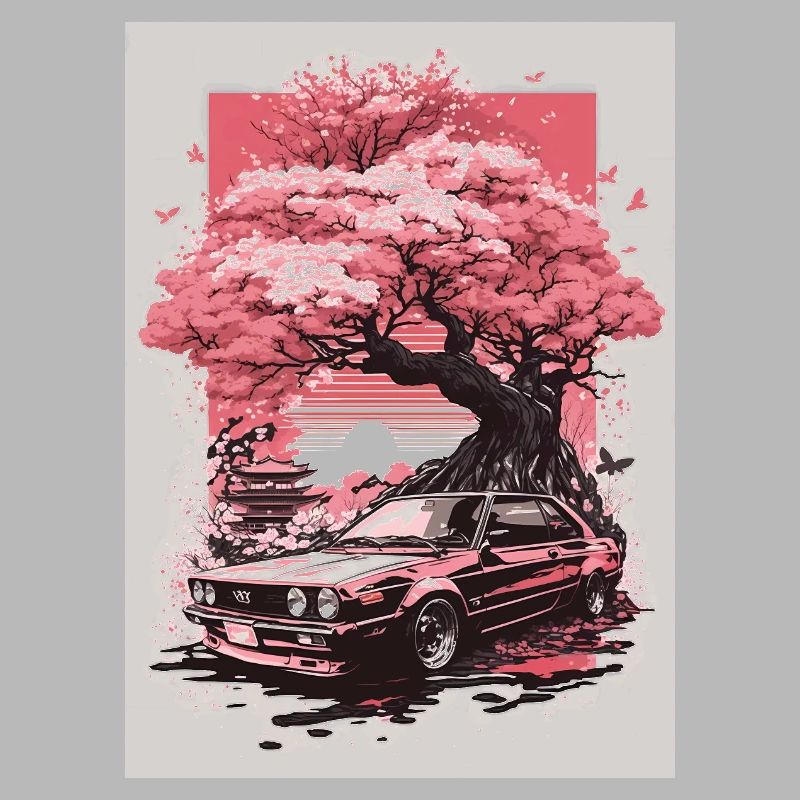 Vintage Sakura Kirschblüten Baum Auto
