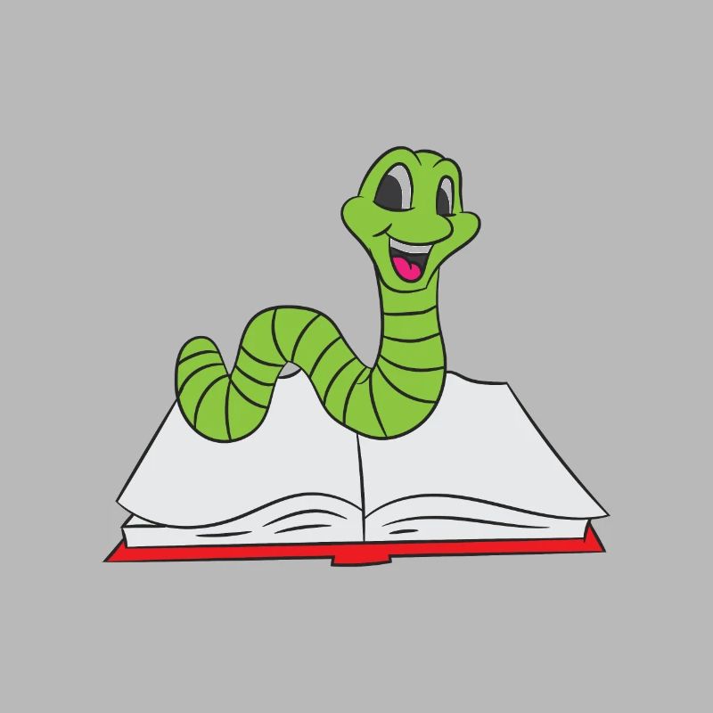 Bookworm crawls through a red book