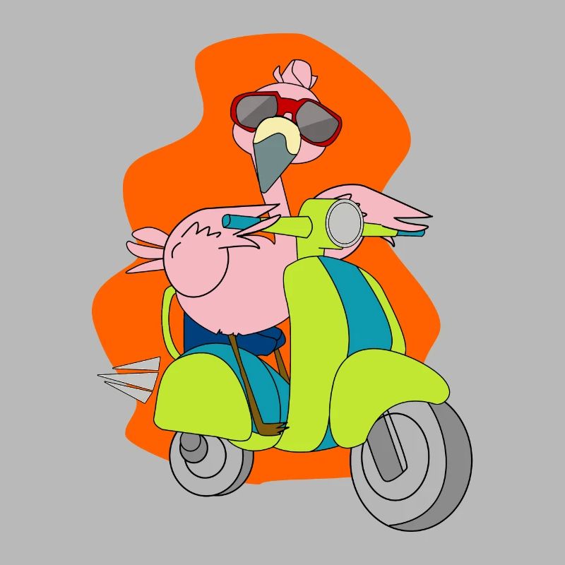 Flamingo Motorrad Roller Mofa Geschenk Shirt