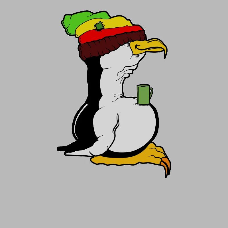 Linux Pinguin Kaffeepause Rasta Informatik PC Nerd