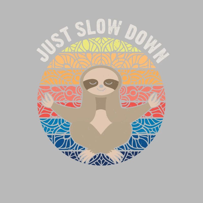 Just Slow Down Sloth Retro Meditation Sloth
