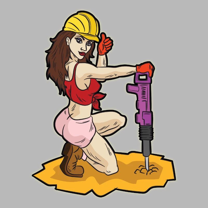 Sexy construction worker with jackhammer erotic construction