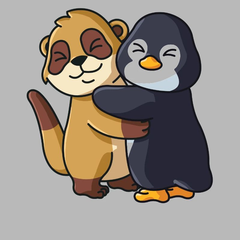 Suricate avec pingouin aime doux mignon