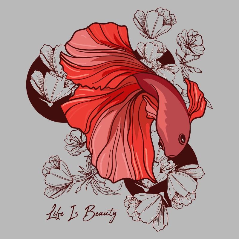 Poisson de combat Avec des fleurs