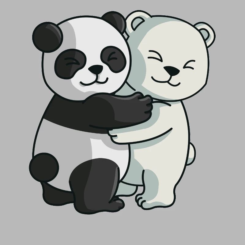Panda and Icebear cute Hug Cuddle Animals