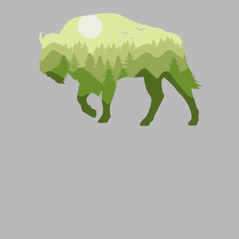 Bison Bison Bison Forest Natural Landscape Gift