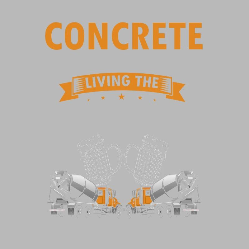 Concrete builder design for construction workers and construction site
