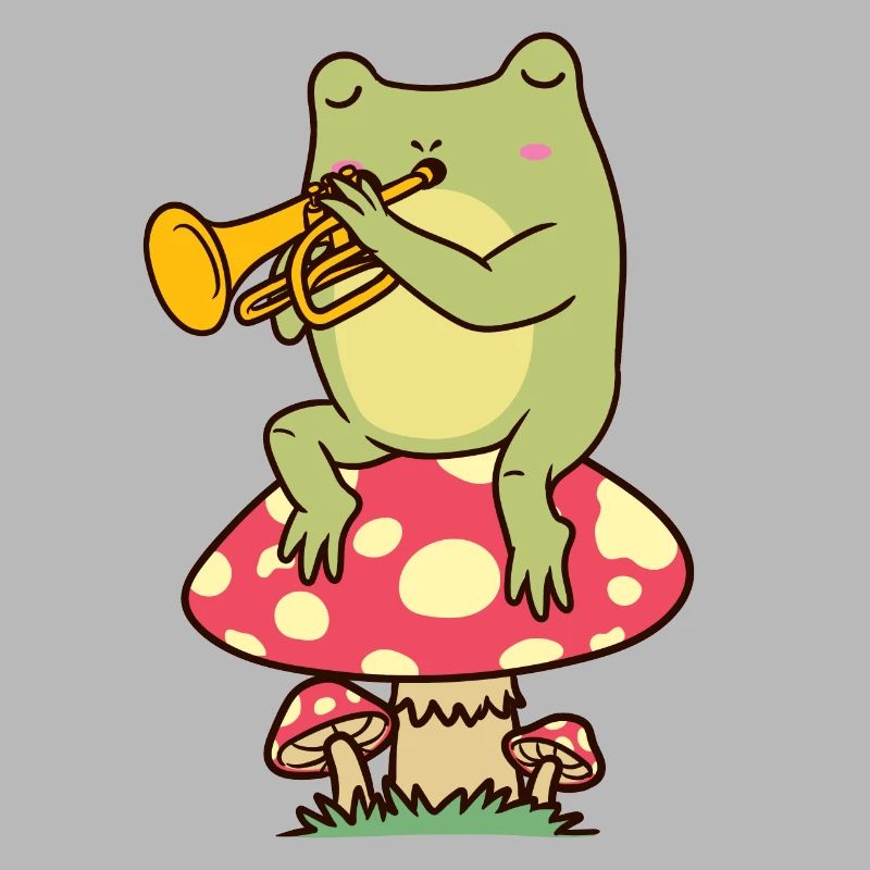 Grenouille sur champignon avec trompette
