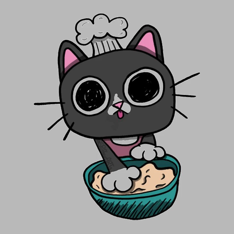 Kitty making Biscuits Cat Black