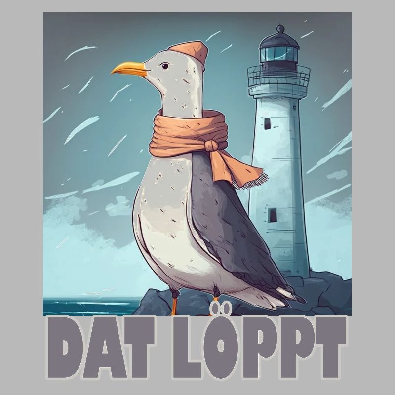 Dat Löppt Möwe Leuchtturm Meer Plattdeutsch Norden