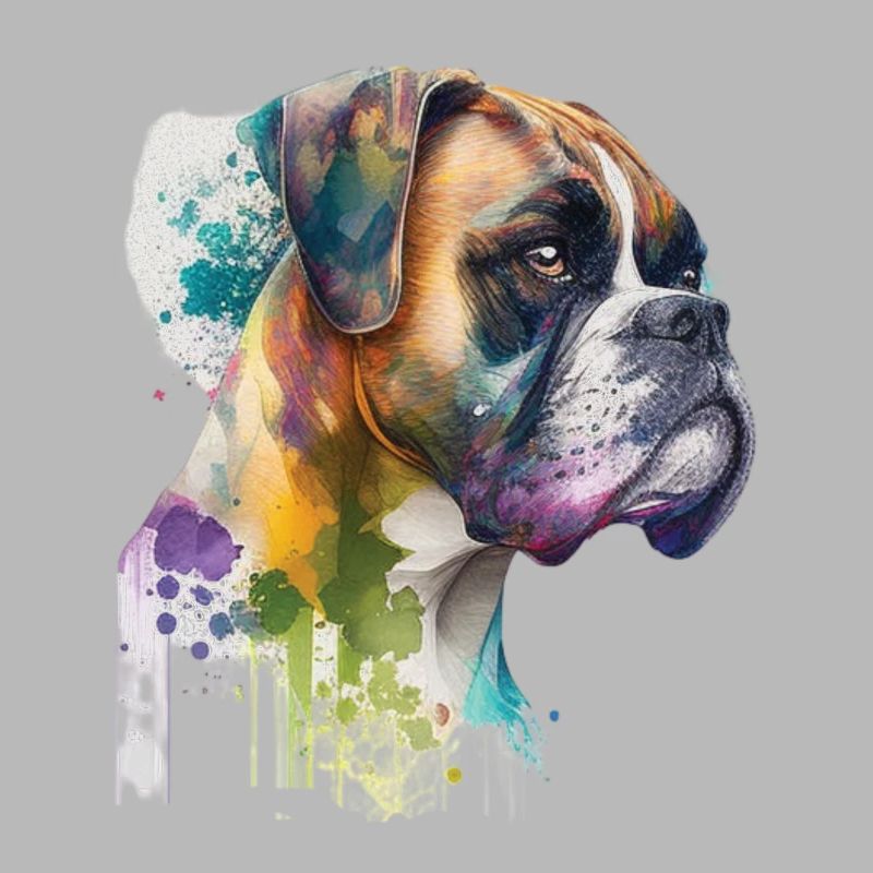 Deutscher Boxer Hund Wasserfarbe Design