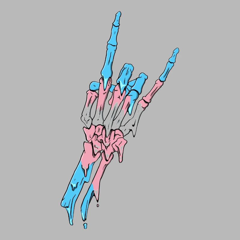 Transgender Pride Trans Flag Devil Horn Skeleton