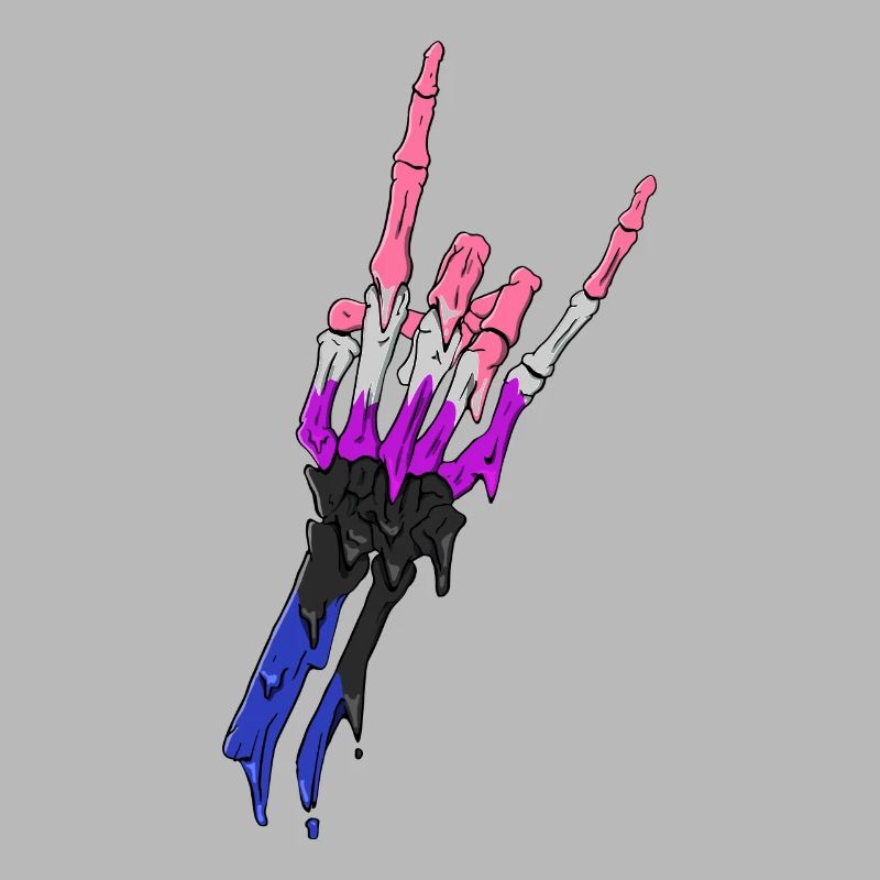 Genre Fluid Pride Flag Devil Horn Skeleton Subt