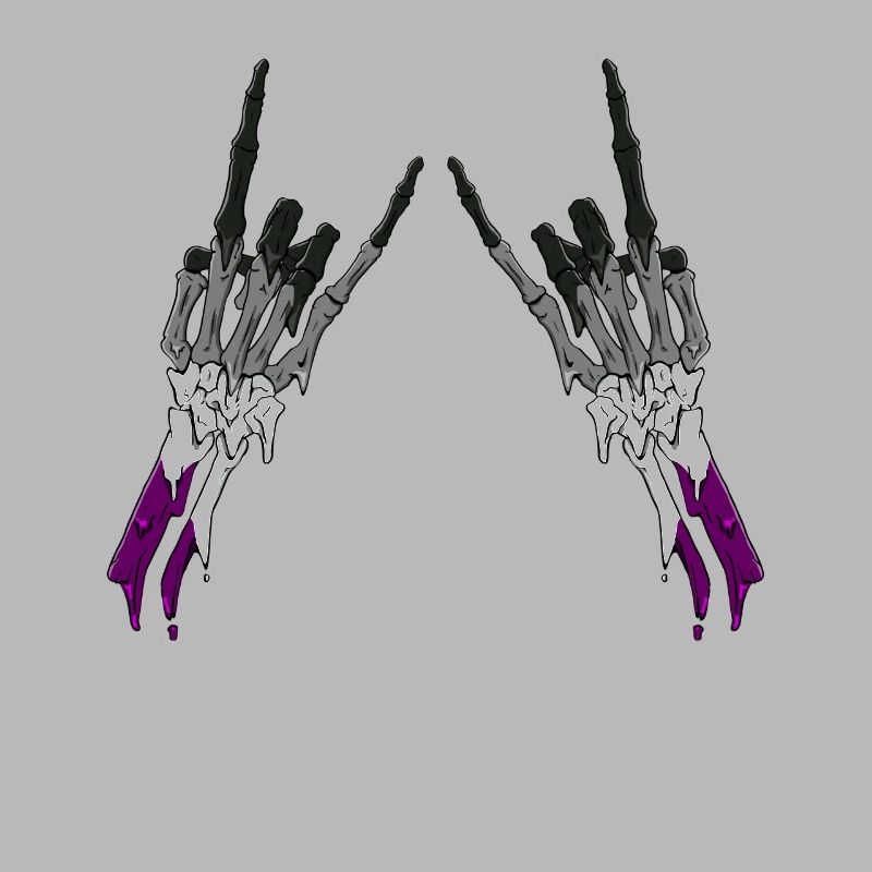 Asexual Pride Ace Flag Devil Horn Skeleton Subtle