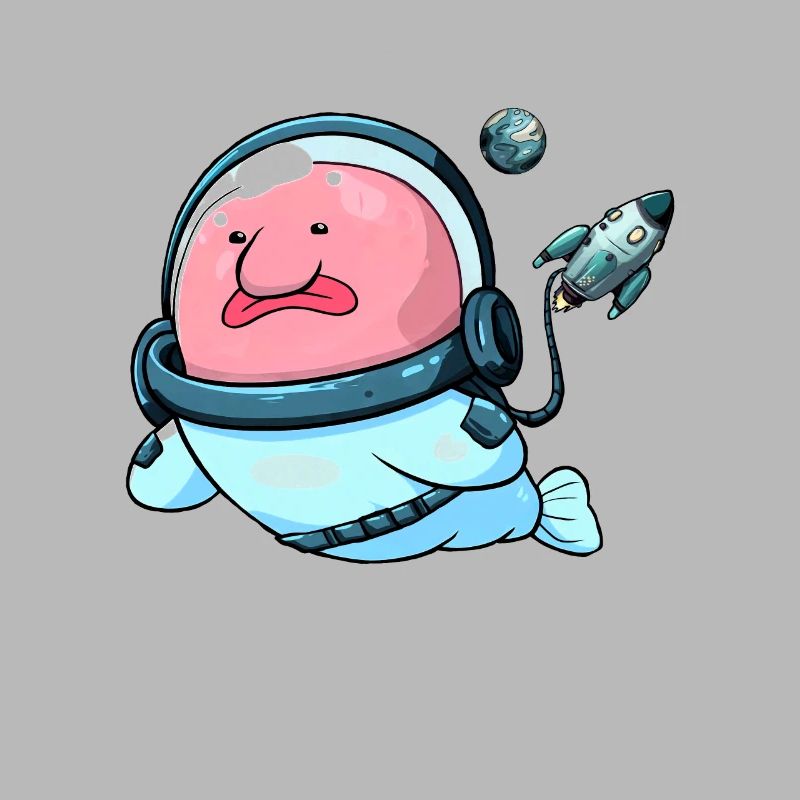 Drôle Blob Poisson Astronaute De L’espace