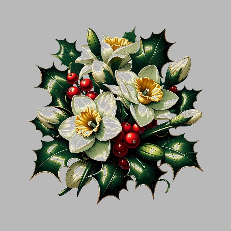 Holly et Narcisse décembre Fleurs du mois de naissance